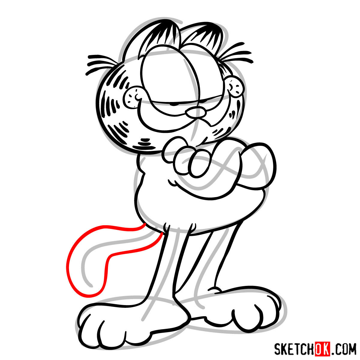 How to draw Garfield - step 09