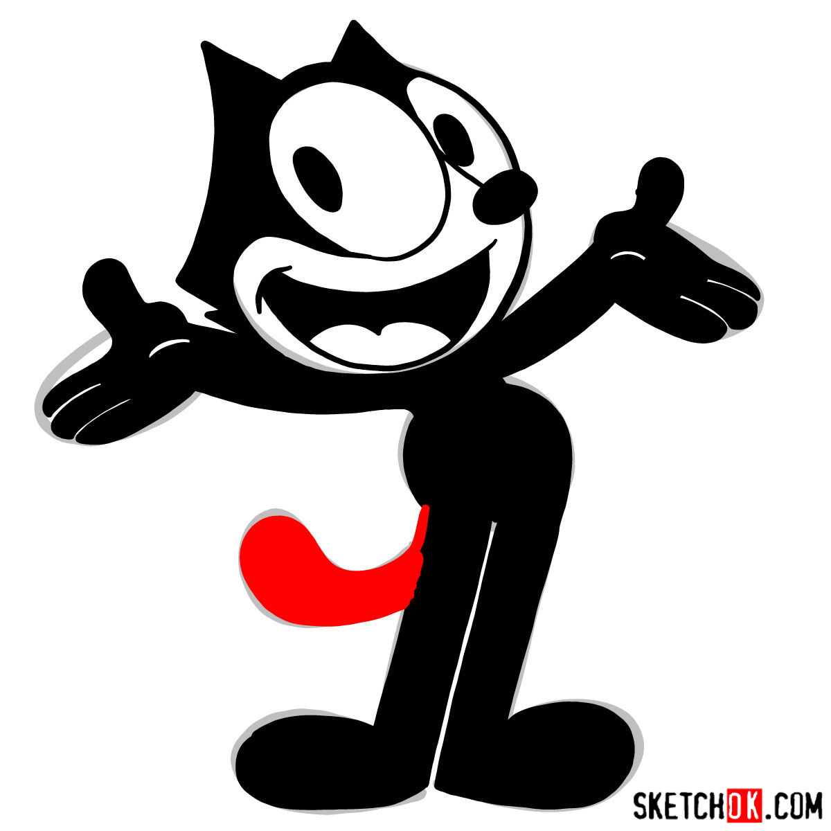 How to draw Felix the Cat - step 10