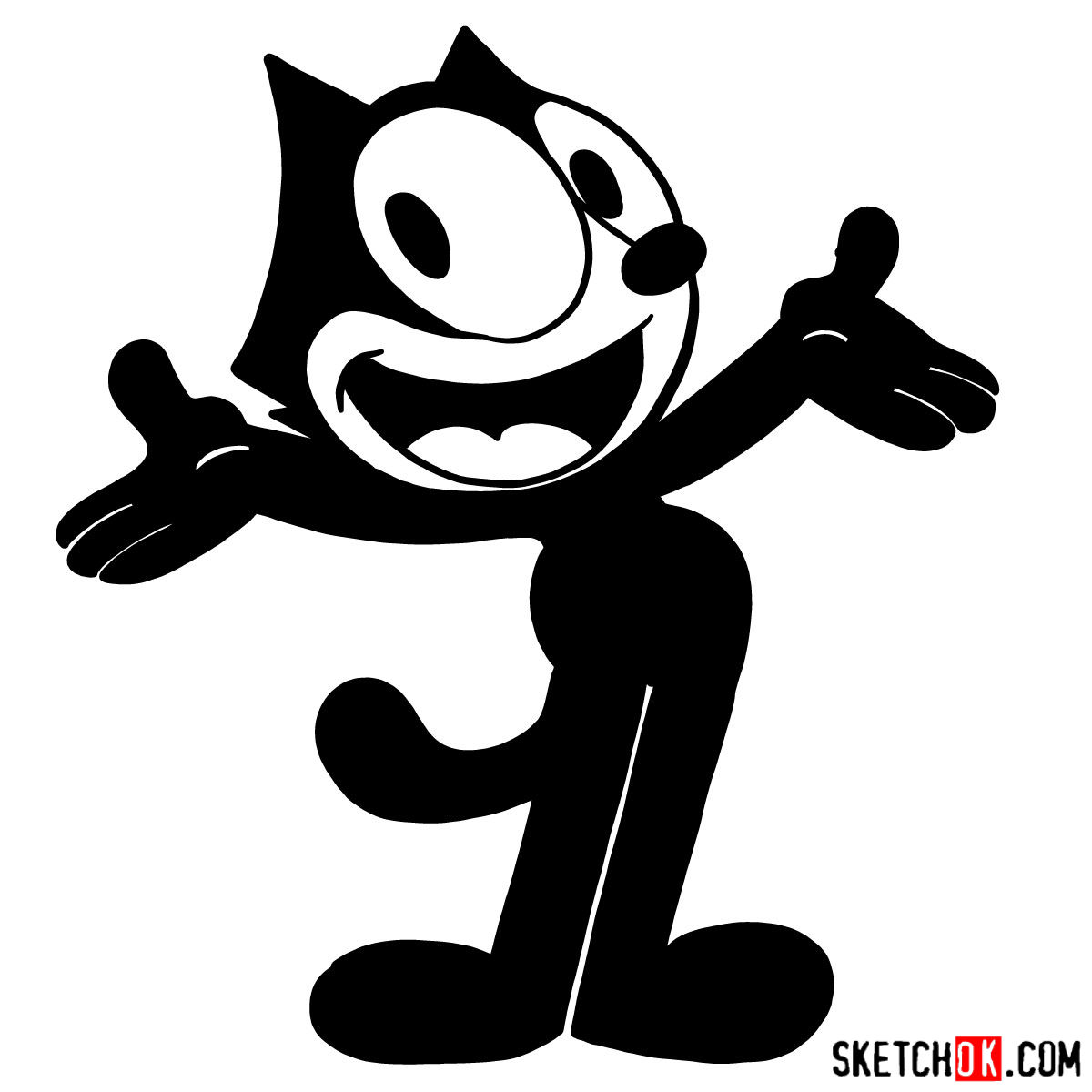 How to draw Felix the Cat - step 11