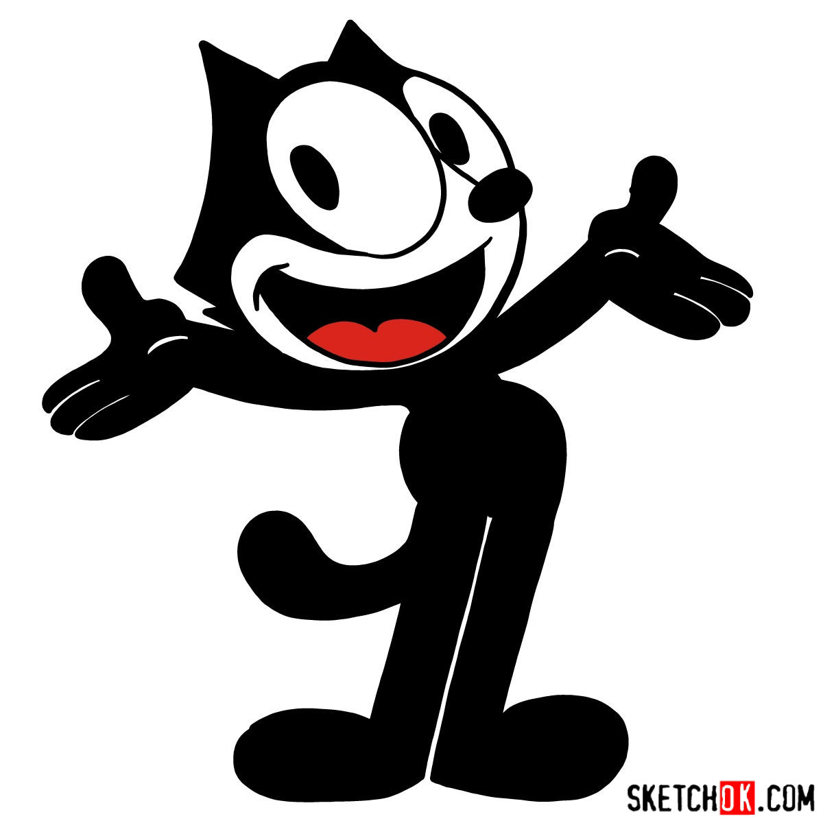  How to draw Felix the Cat Step by step drawing tutorials