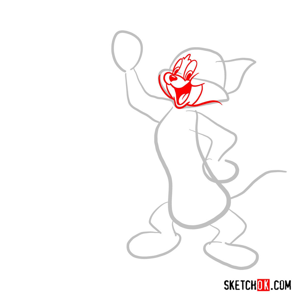 How to draw Tom and Jerry together - step 02