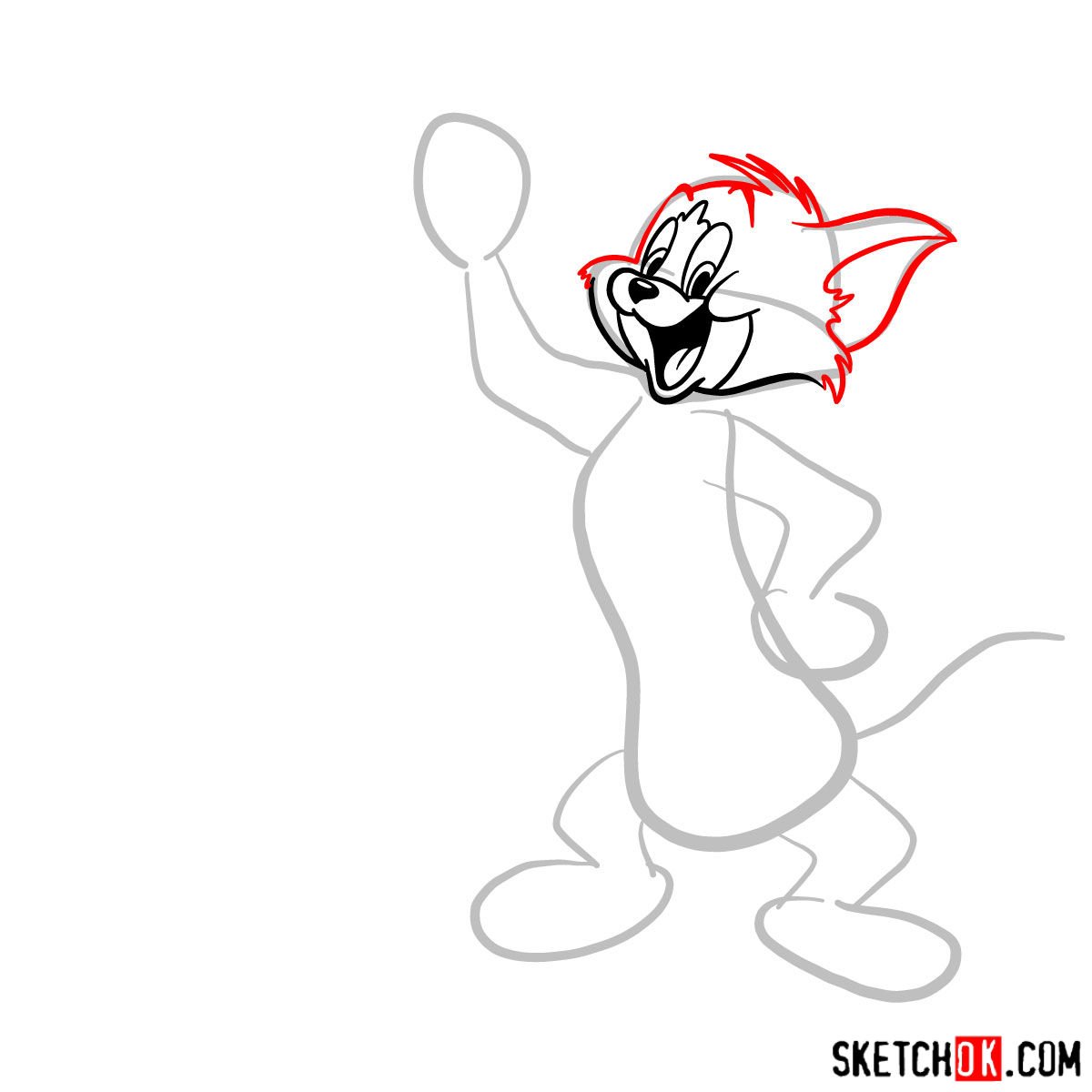 How to draw Tom and Jerry together - step 03