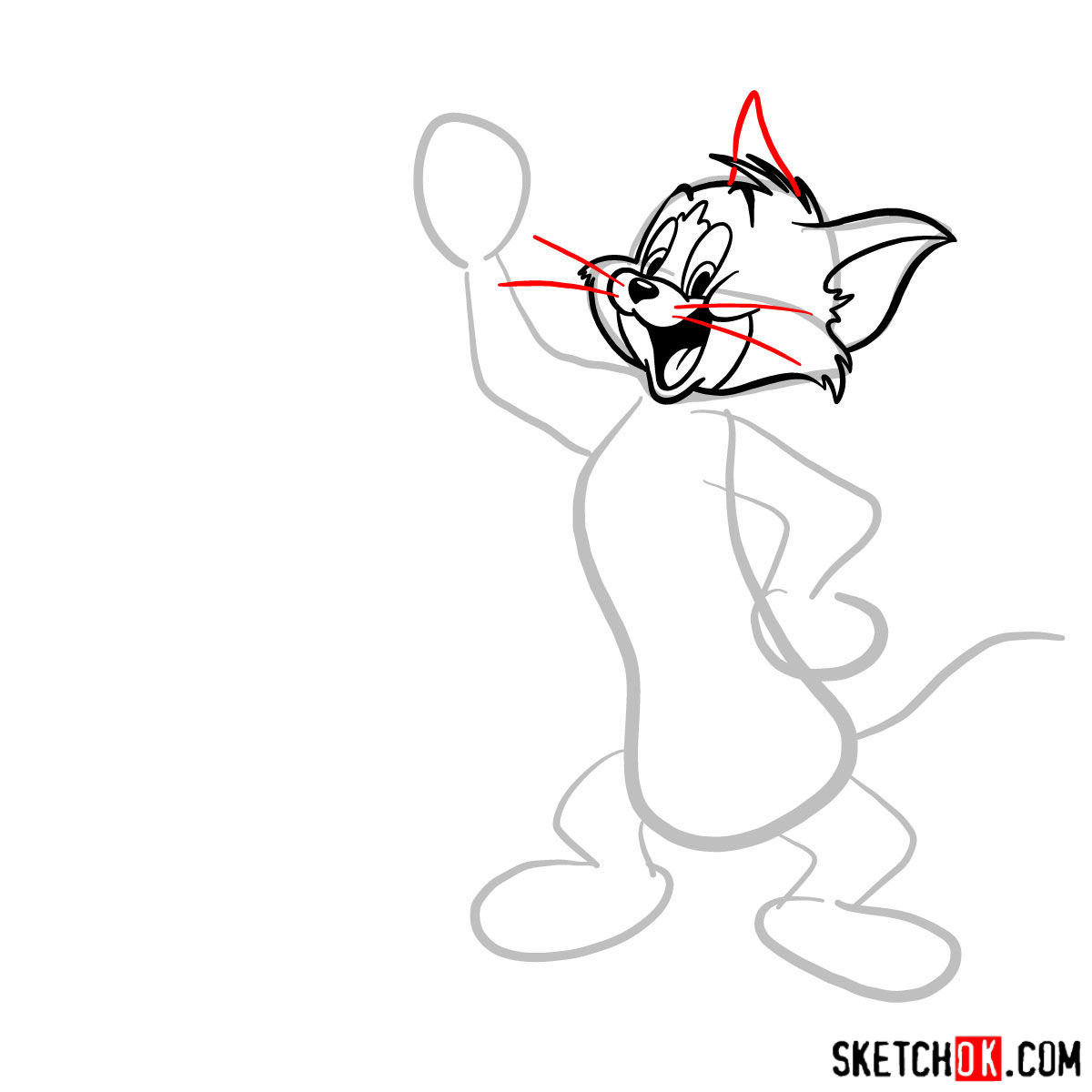 How to draw Tom and Jerry together - step 04