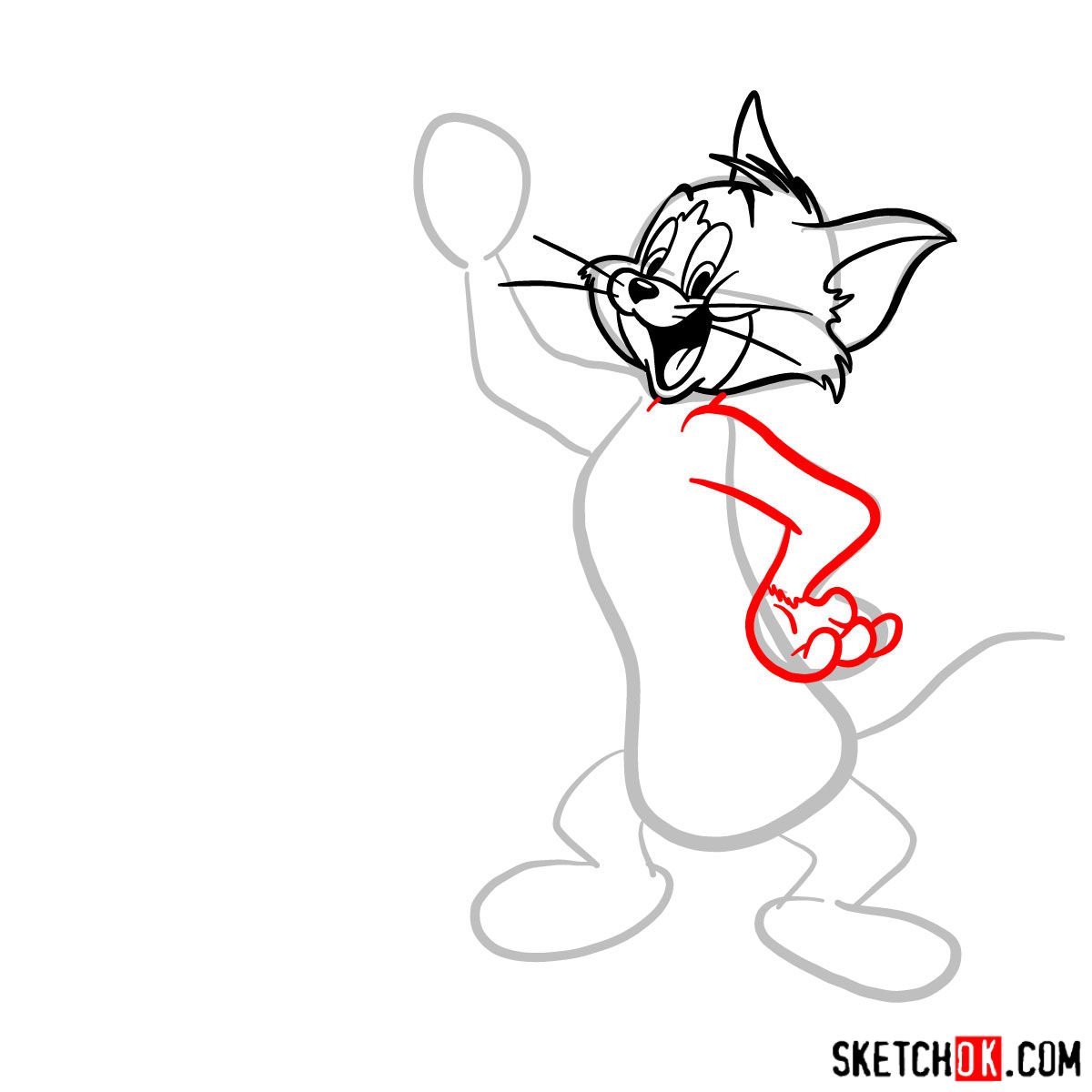 How to draw Tom and Jerry together - step 05