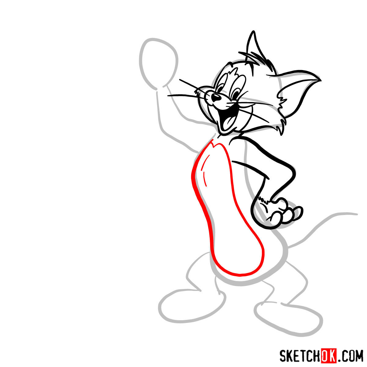 How to draw Tom and Jerry together -  step 06