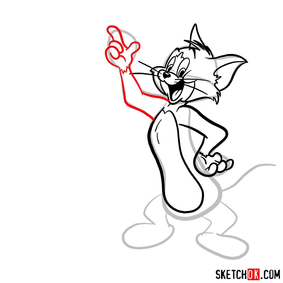 How to draw Tom and Jerry together - step 07