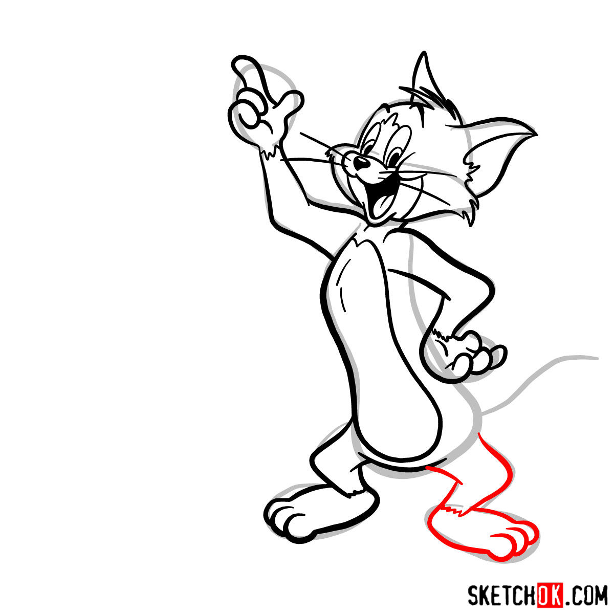 How to draw Tom and Jerry together - step 09