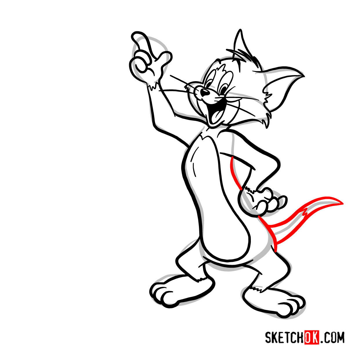 How to draw Tom and Jerry together - step 10