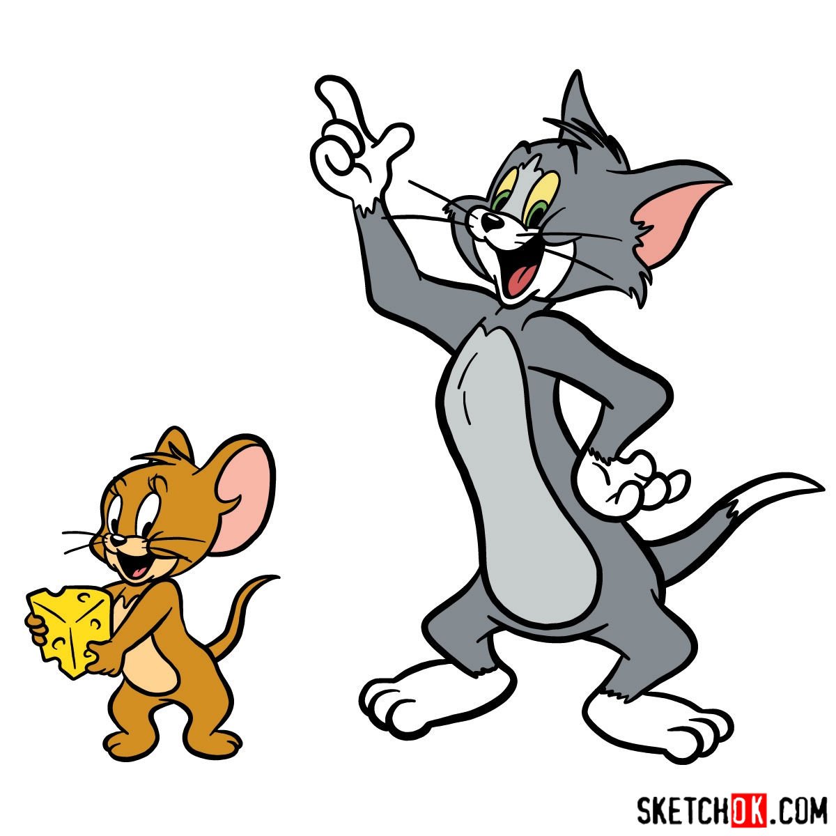How to draw Tom and Jerry together