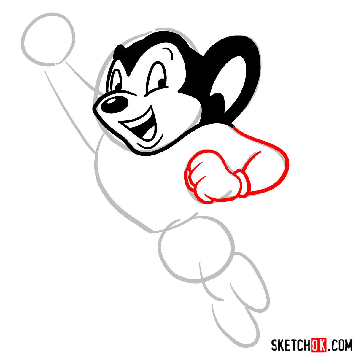 How to draw Mighty Mouse - step 05