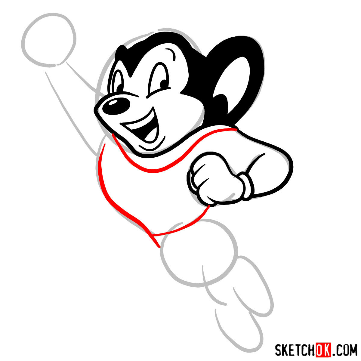 How to draw Mighty Mouse -  step 06