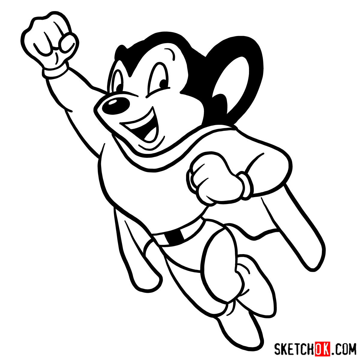 How to draw Mighty Mouse - step 11