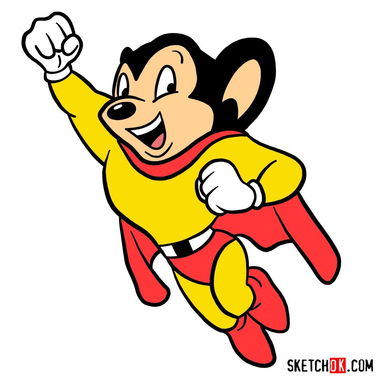 how-to-draw-mighty-mouse-sketchok-easy-drawing-guides-images-and