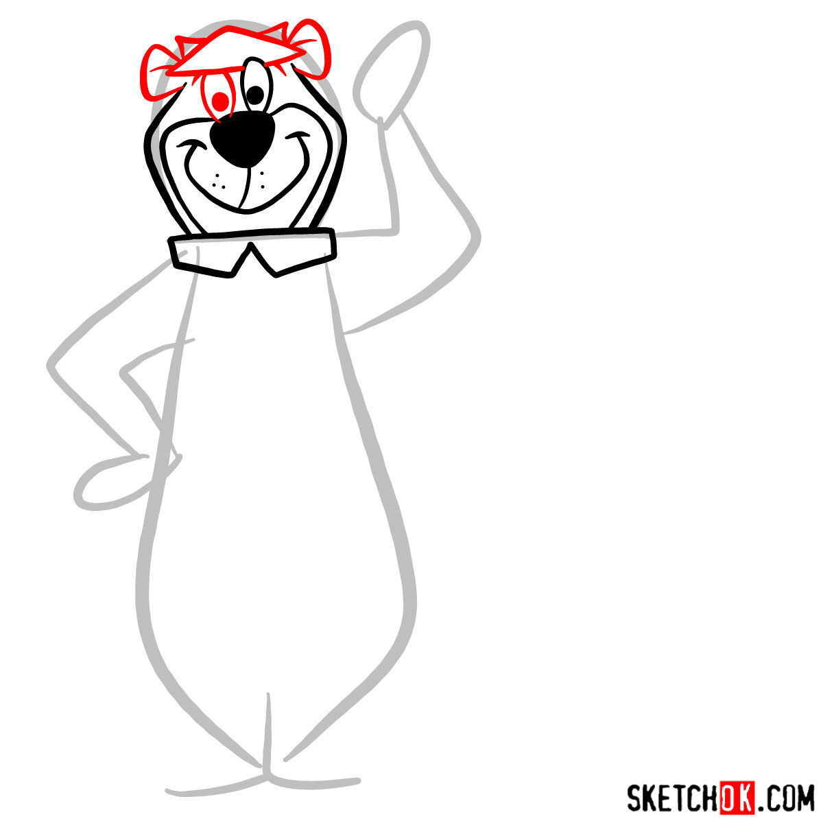 How to draw Yogi Bear and Boo-Boo Bear - step 04
