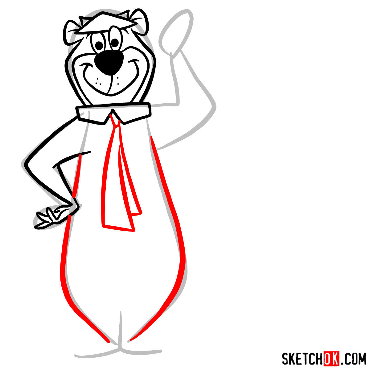 How to draw Yogi Bear and Boo-Boo Bear - step 06