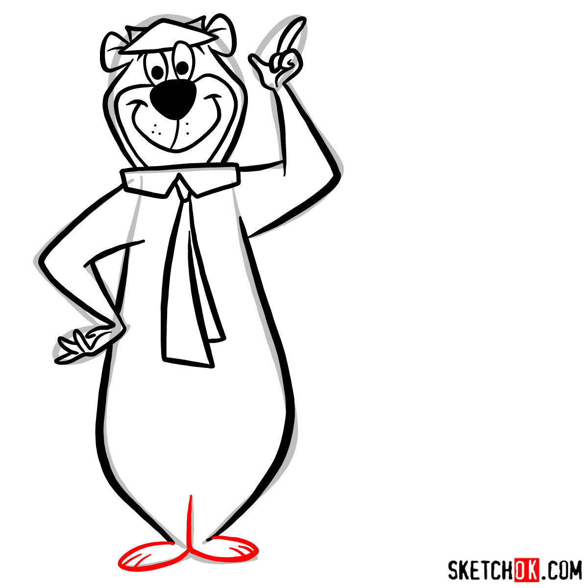 How to draw Yogi Bear and BooBoo Bear Sketchok easy drawing guides