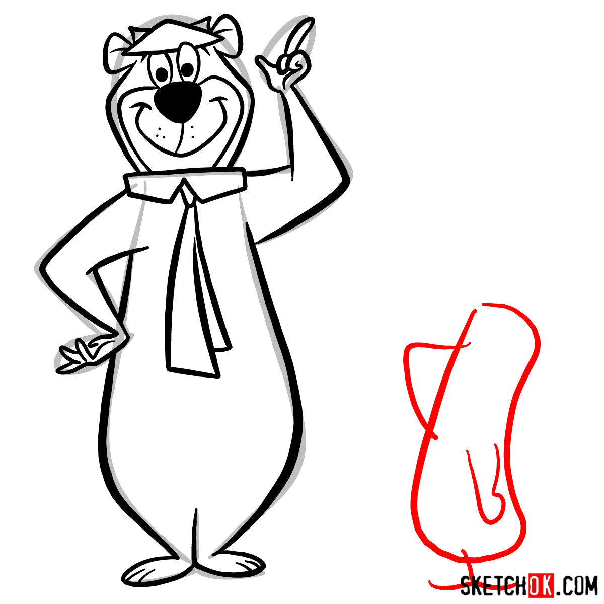 How to draw Yogi Bear and Boo-Boo Bear - step 09