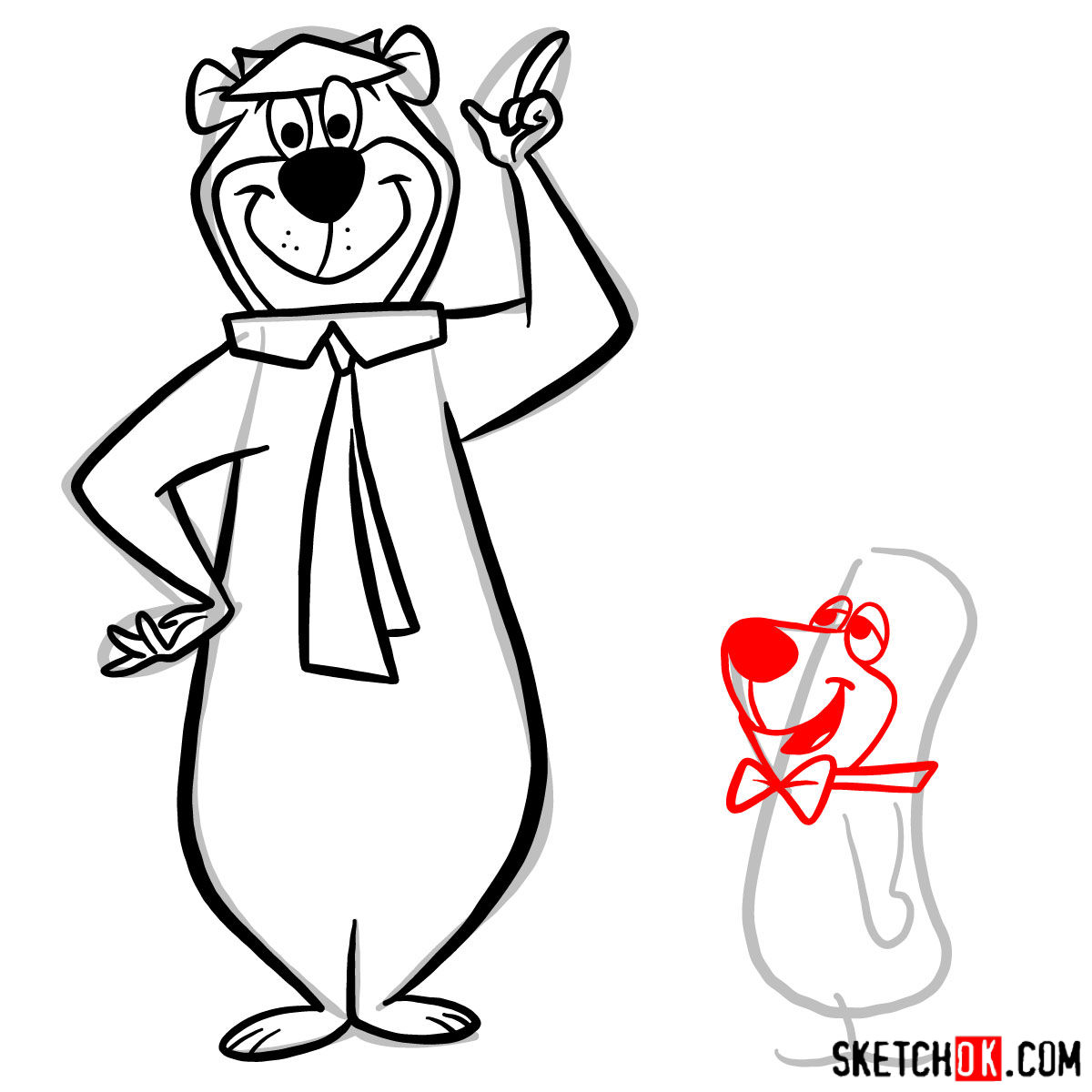 How to draw Yogi Bear and Boo-Boo Bear - step 10