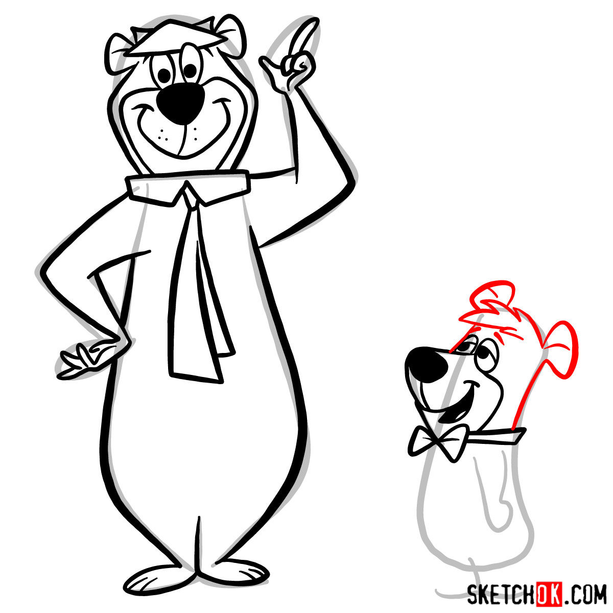 How to draw Yogi Bear and Boo-Boo Bear - step 11