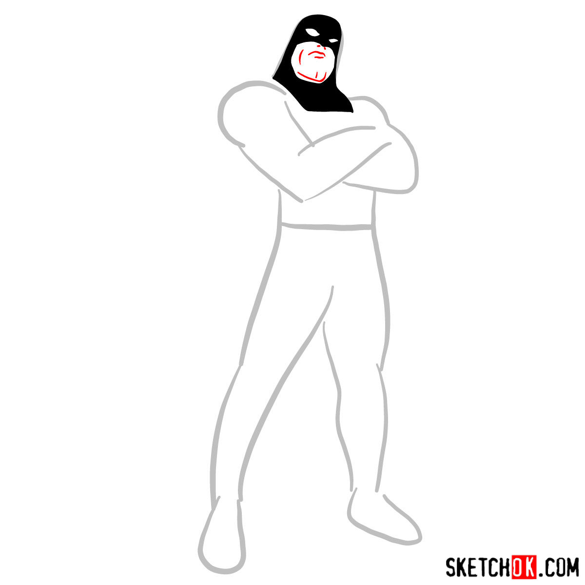 How to draw Space Ghost - step 03