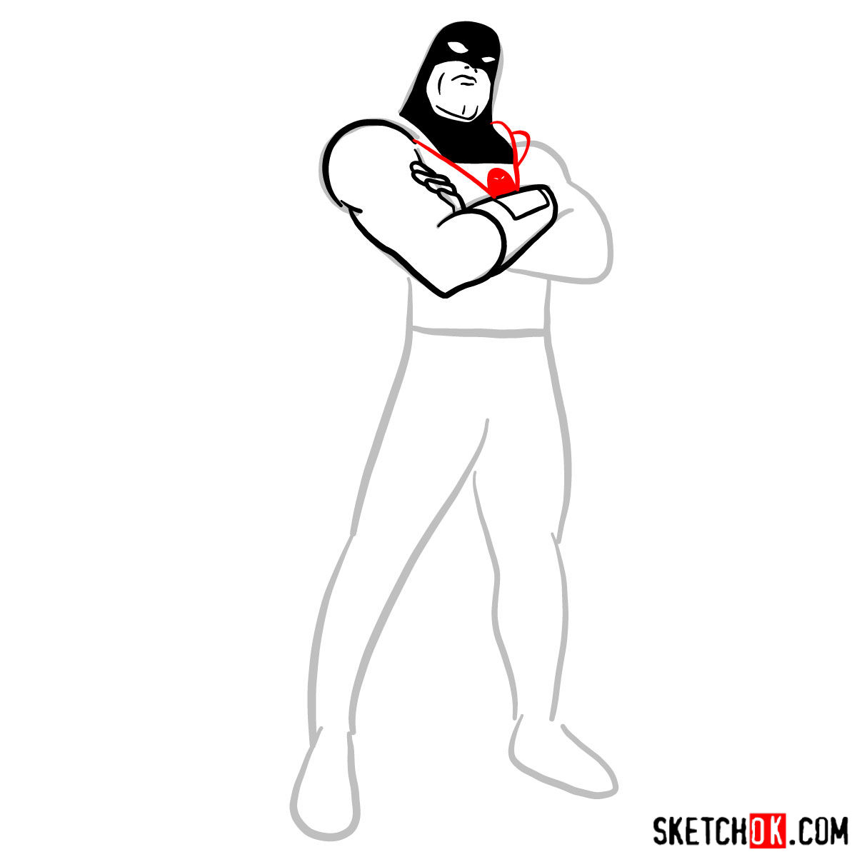 How to draw Space Ghost - step 06