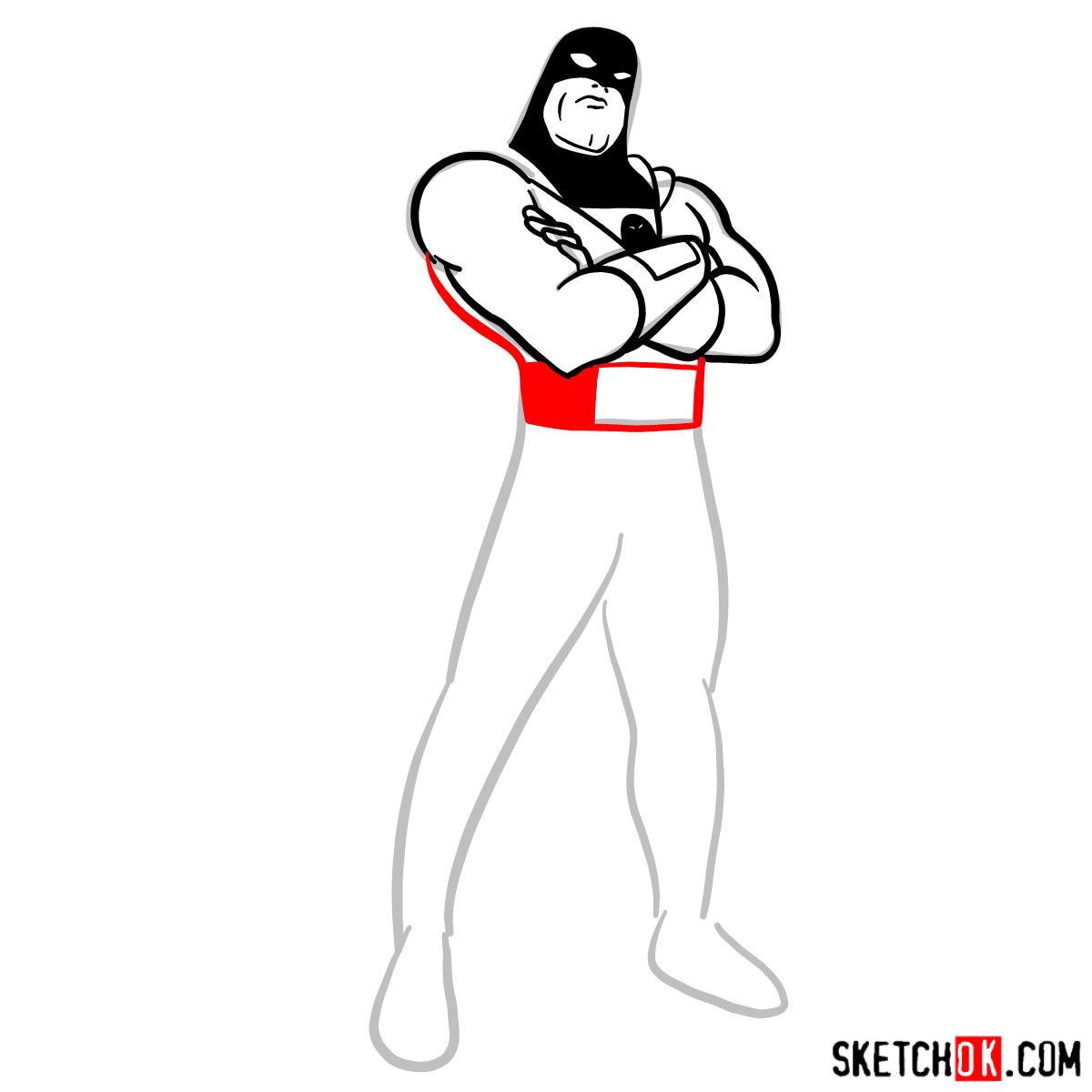 How to draw Space Ghost - step 08