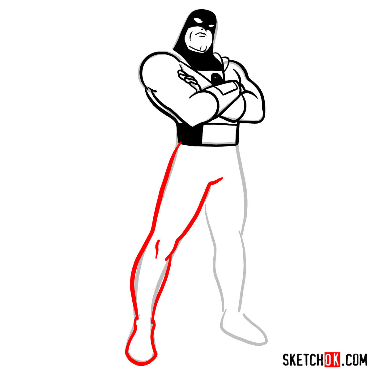 How to draw Space Ghost - step 09
