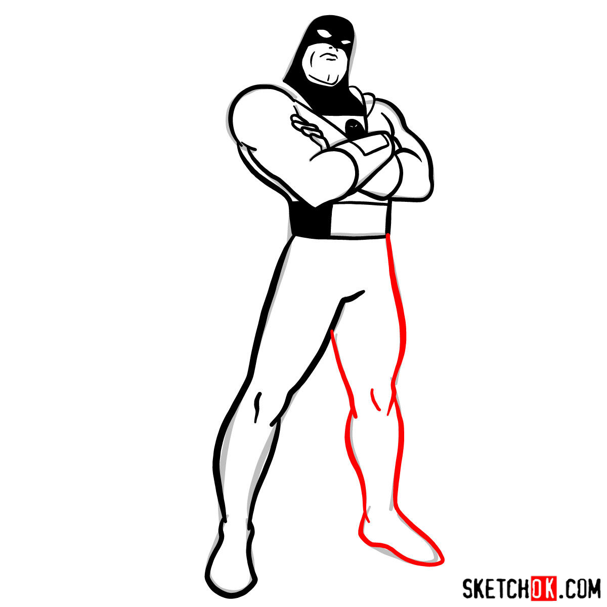 How to draw Space Ghost - step 10