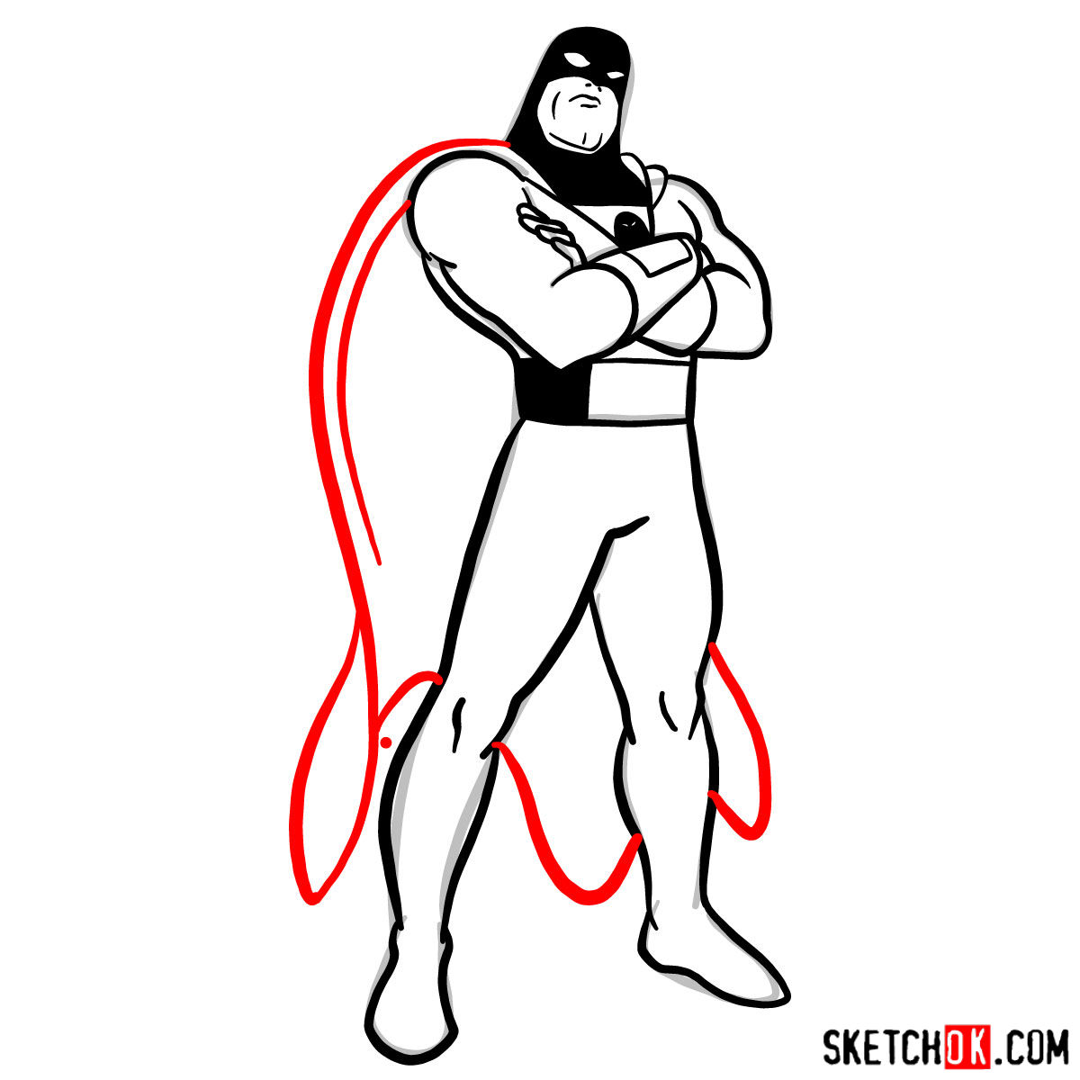 How to draw Space Ghost - step 11