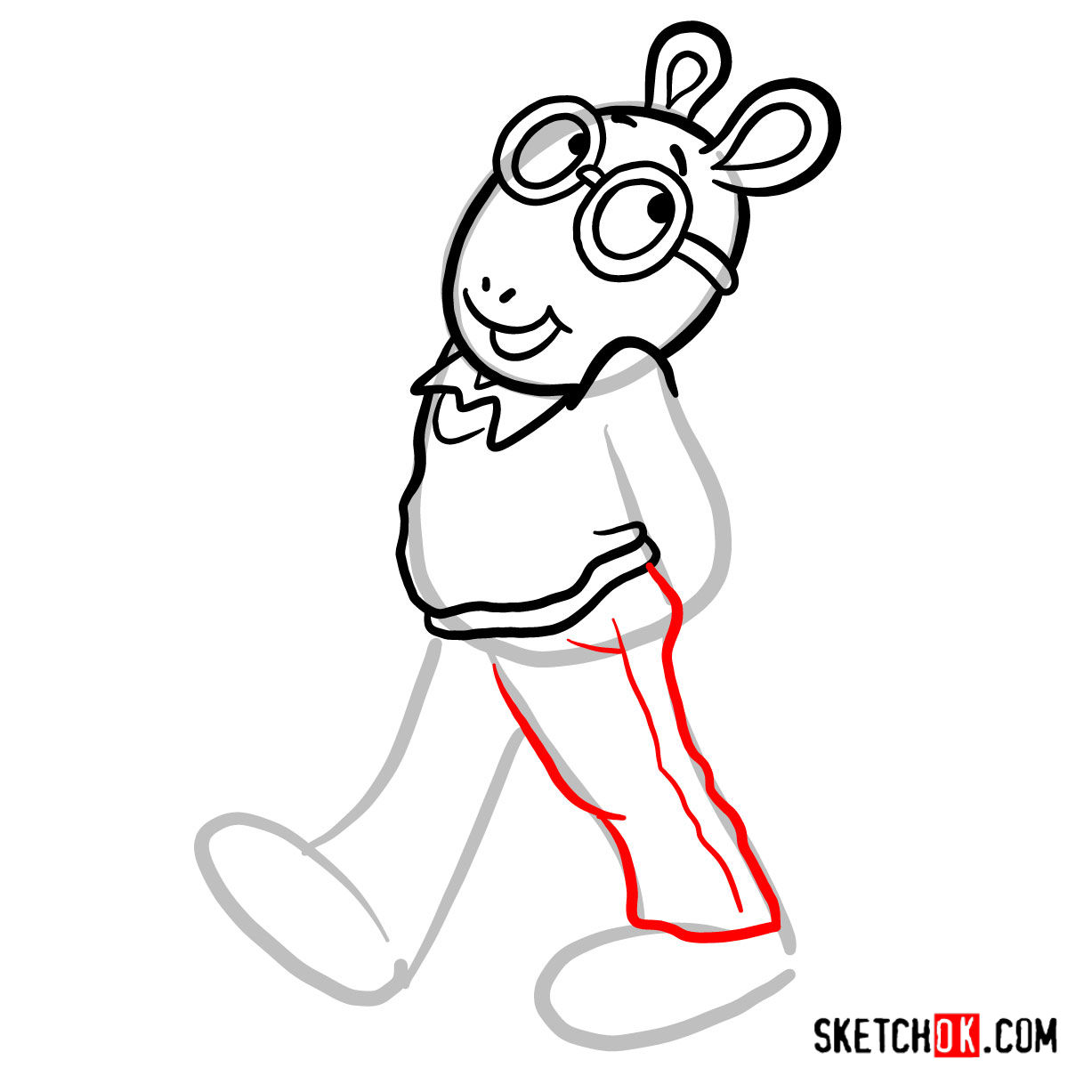 How to draw Arthur Read -  step 06