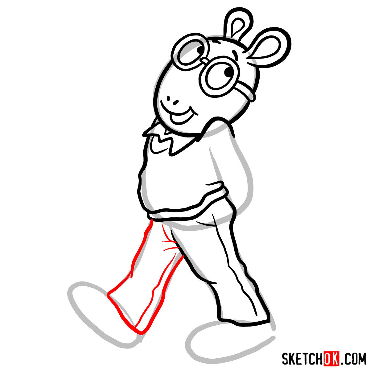 How to draw Arthur Read - step 07