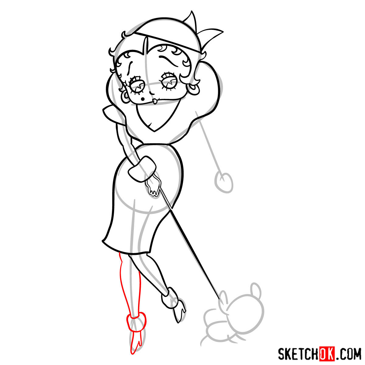 How to draw Betty Boop with her dog - step 09