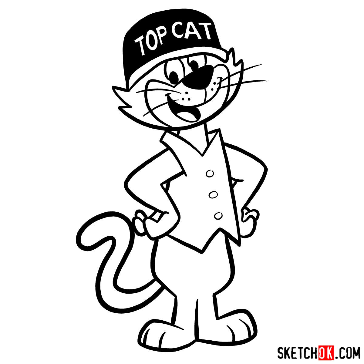How to draw Top Cat - step 11