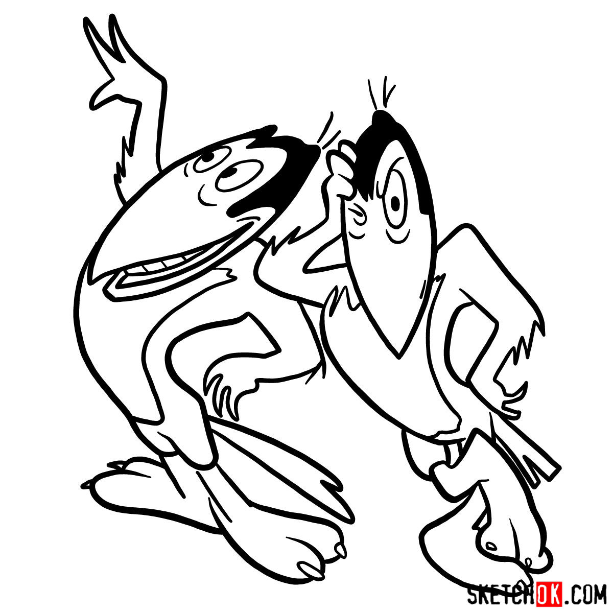 How to draw Heckle and Jeckle - step 18