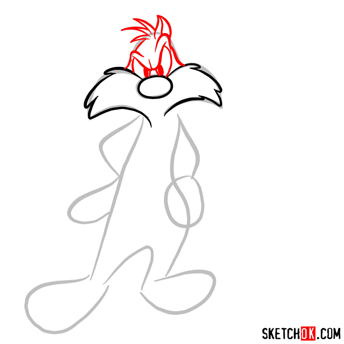 How to draw Sylvester and Tweety - step 03