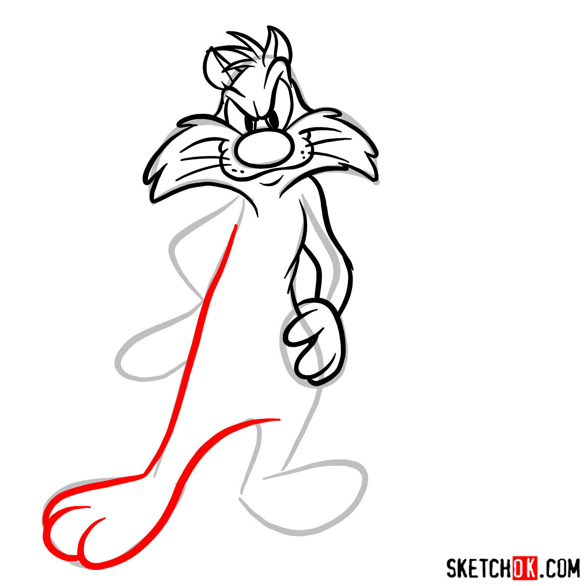 How to draw Sylvester and Tweety - step 07