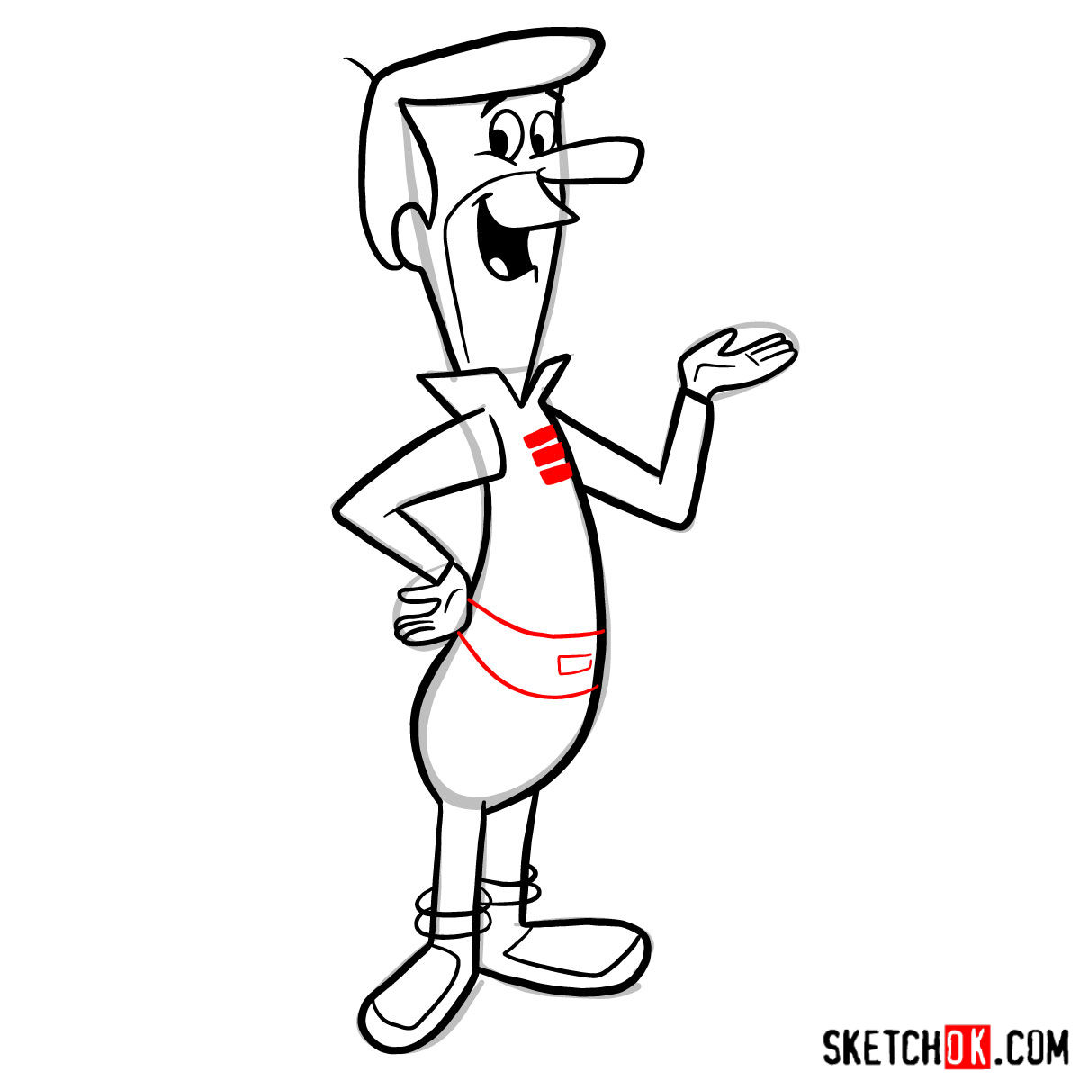 How to draw George Jetson - step 10