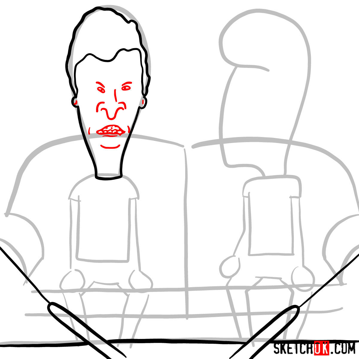 How to draw Beavis and Butt-Head - step 05