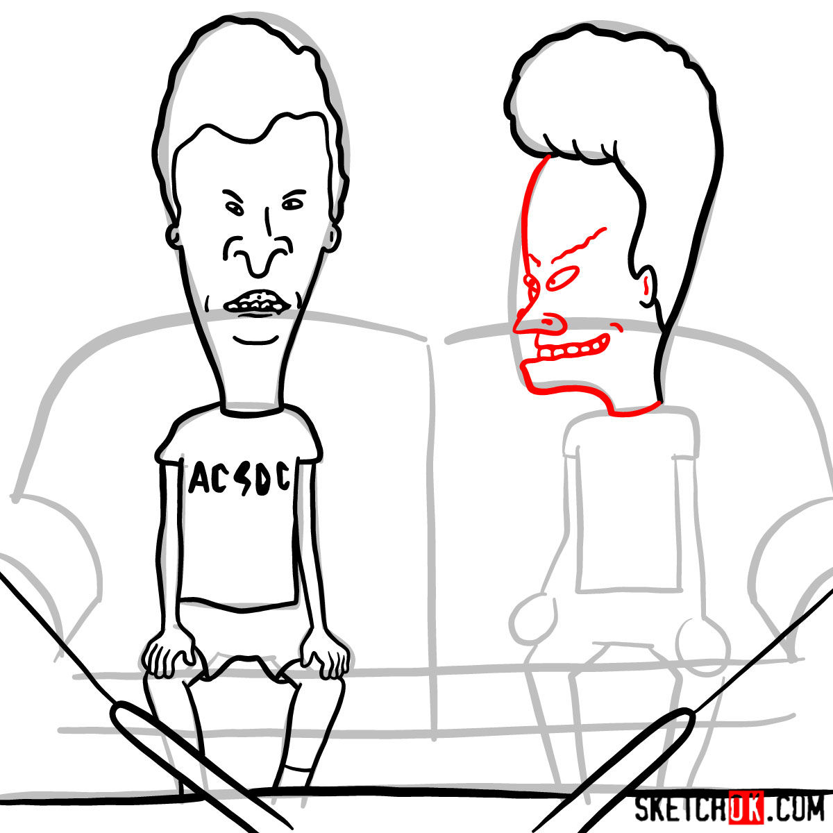 How to draw Beavis and Butt-Head - step 12