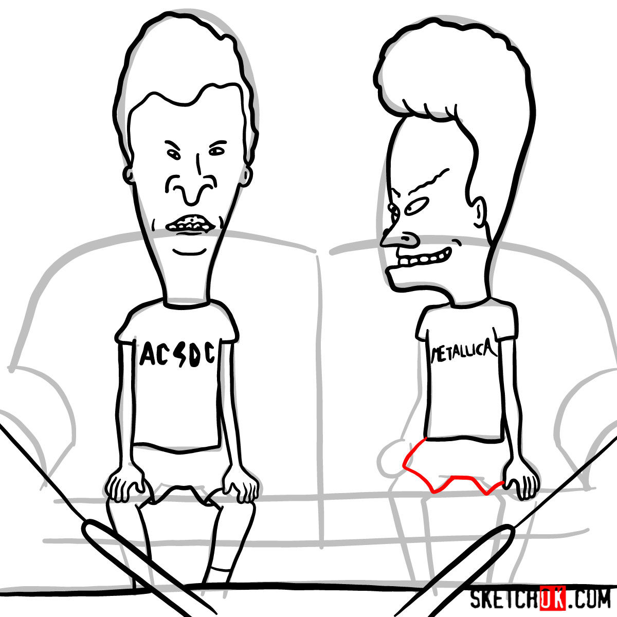How to draw Beavis and Butt-Head - step 16