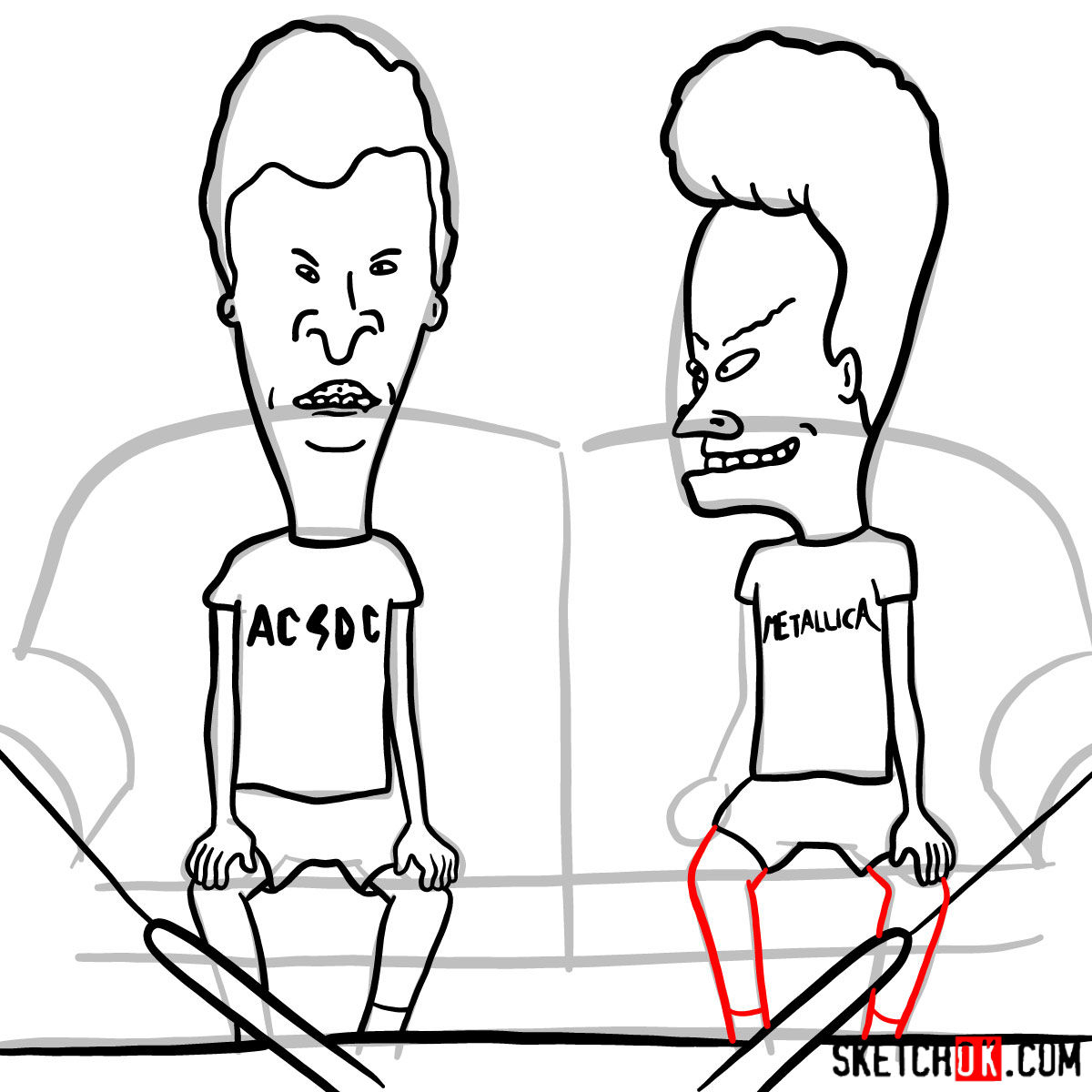 How to draw Beavis and Butt-Head - step 17
