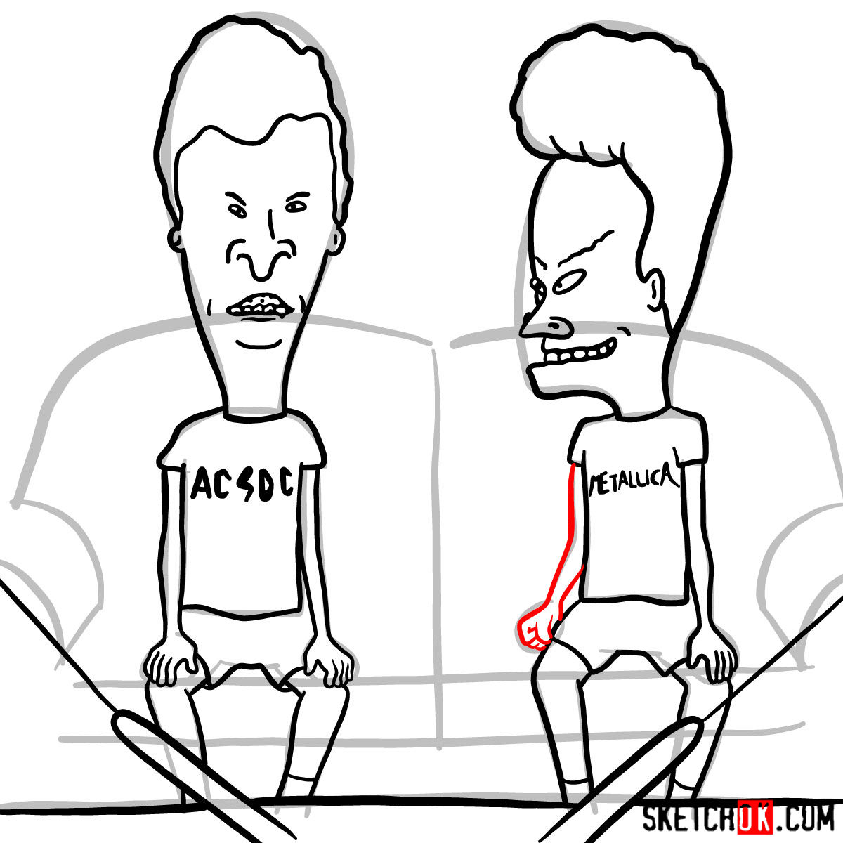 How to draw Beavis and Butt-Head - step 18