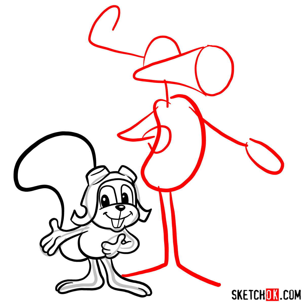 How to draw Rocky and Bullwinkle together - step 08