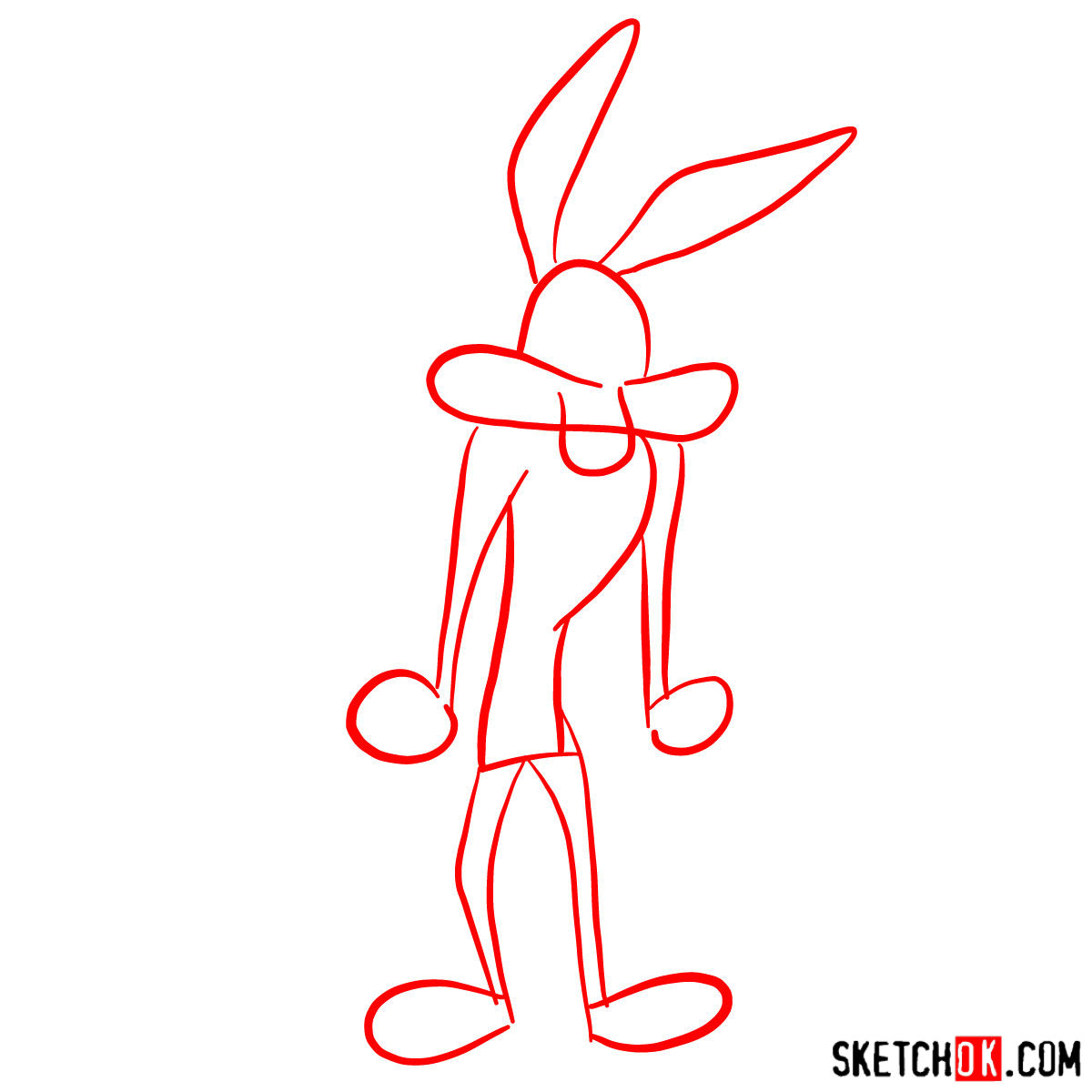 How to draw Wile E. Coyote - step 01