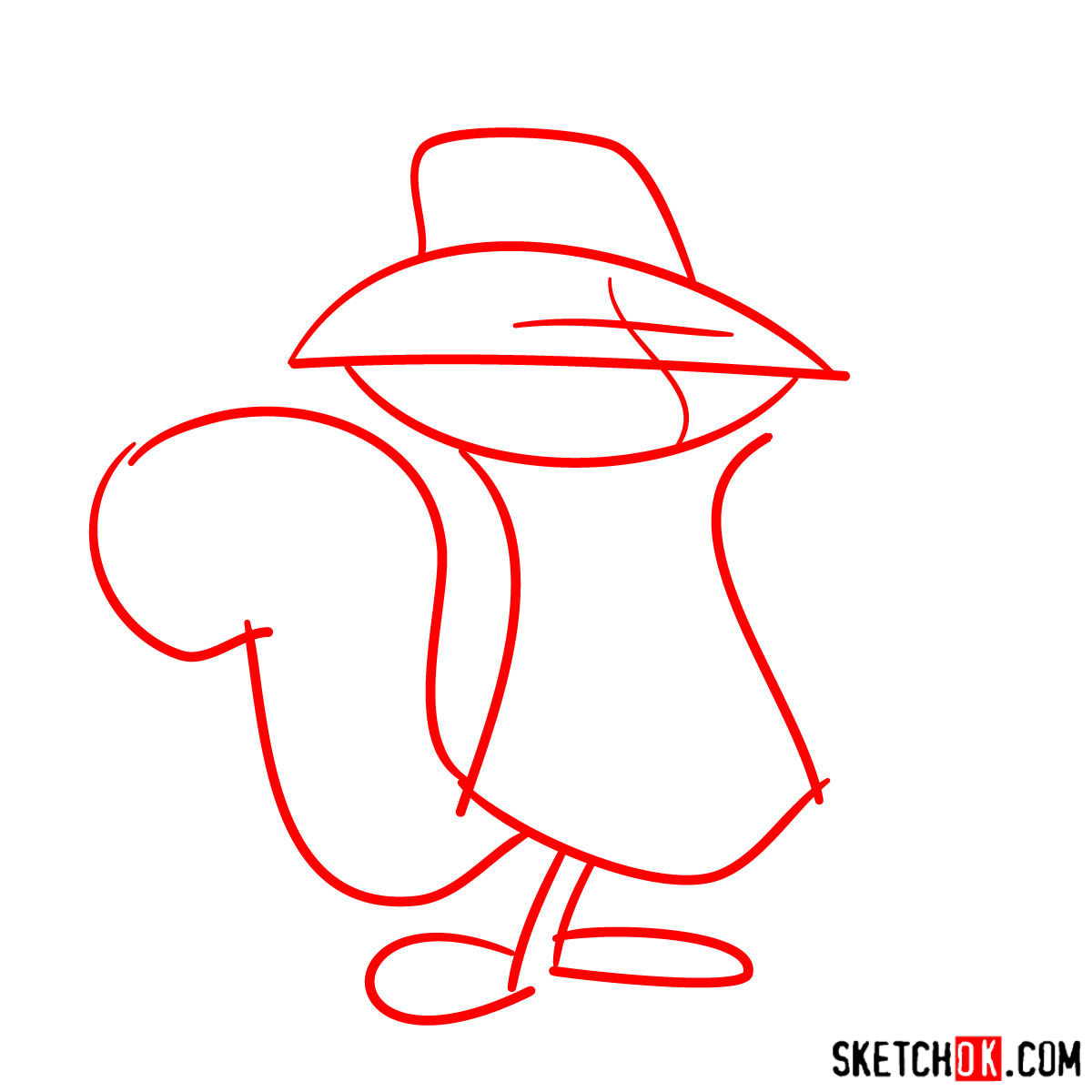 How to draw Secret Squirrel - step 01