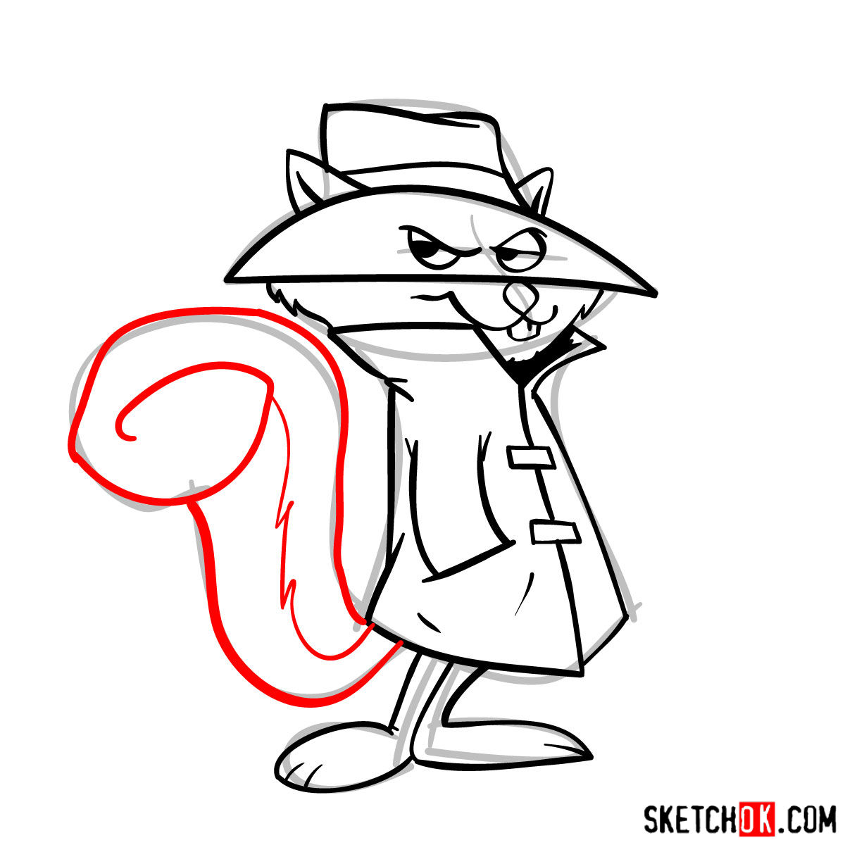 How to draw Secret Squirrel - step 08