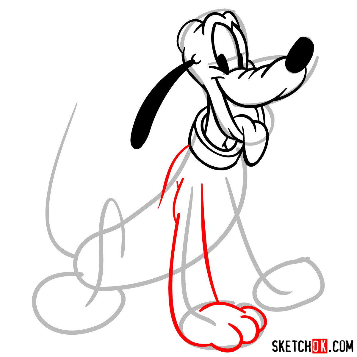 How to draw Pluto the Pup - step 07