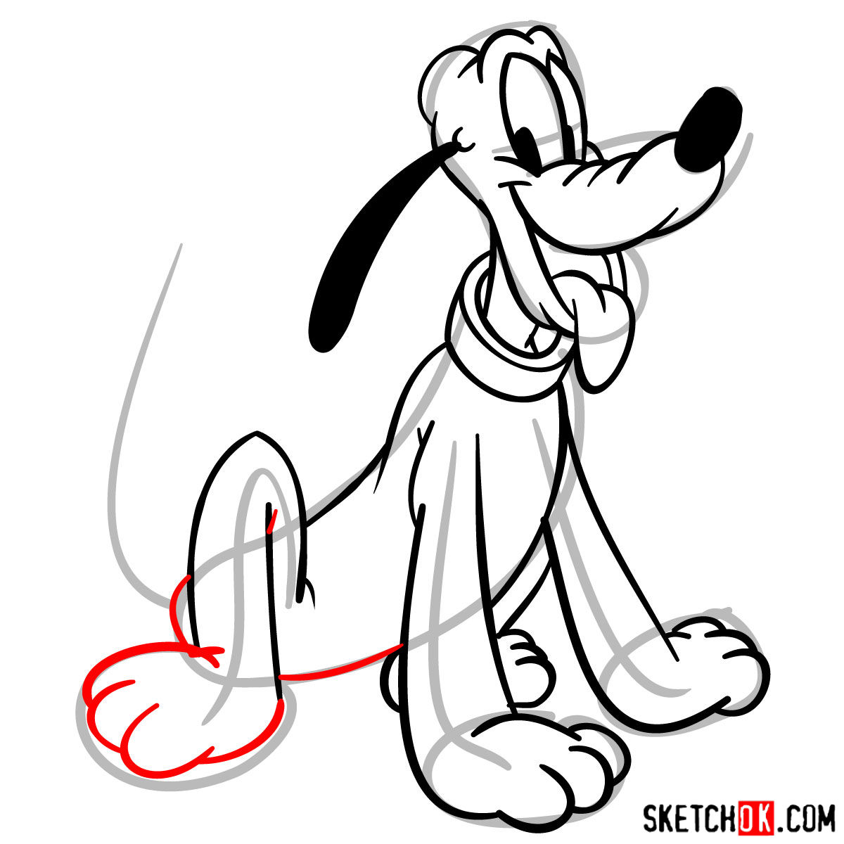 How to draw Pluto the Pup - step 11