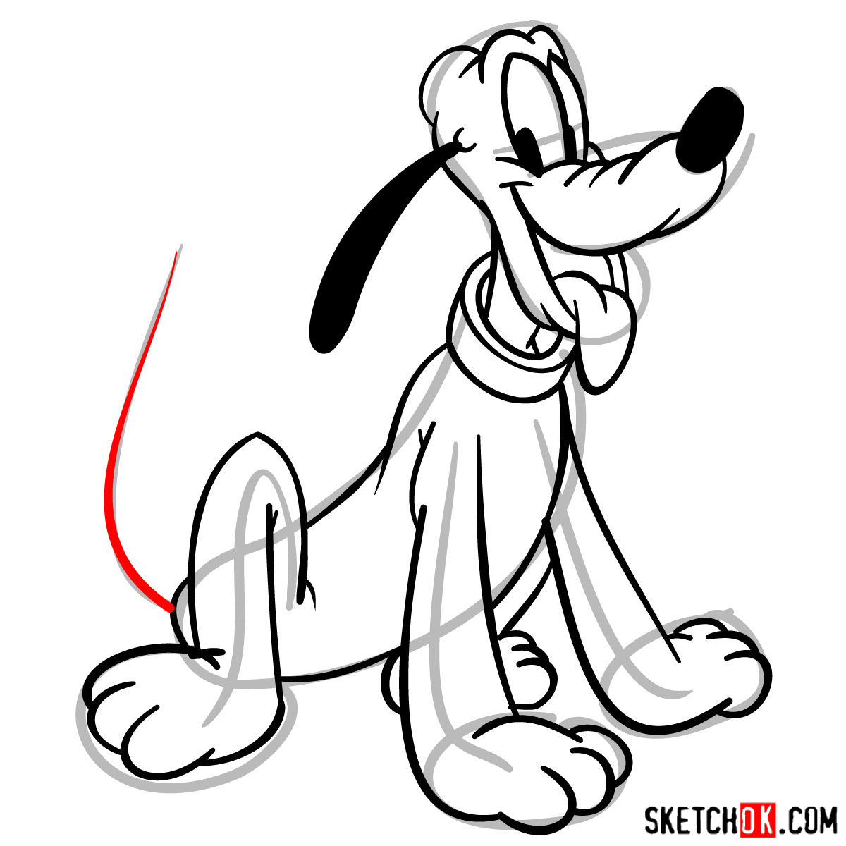 How to draw Pluto the Pup - step 12