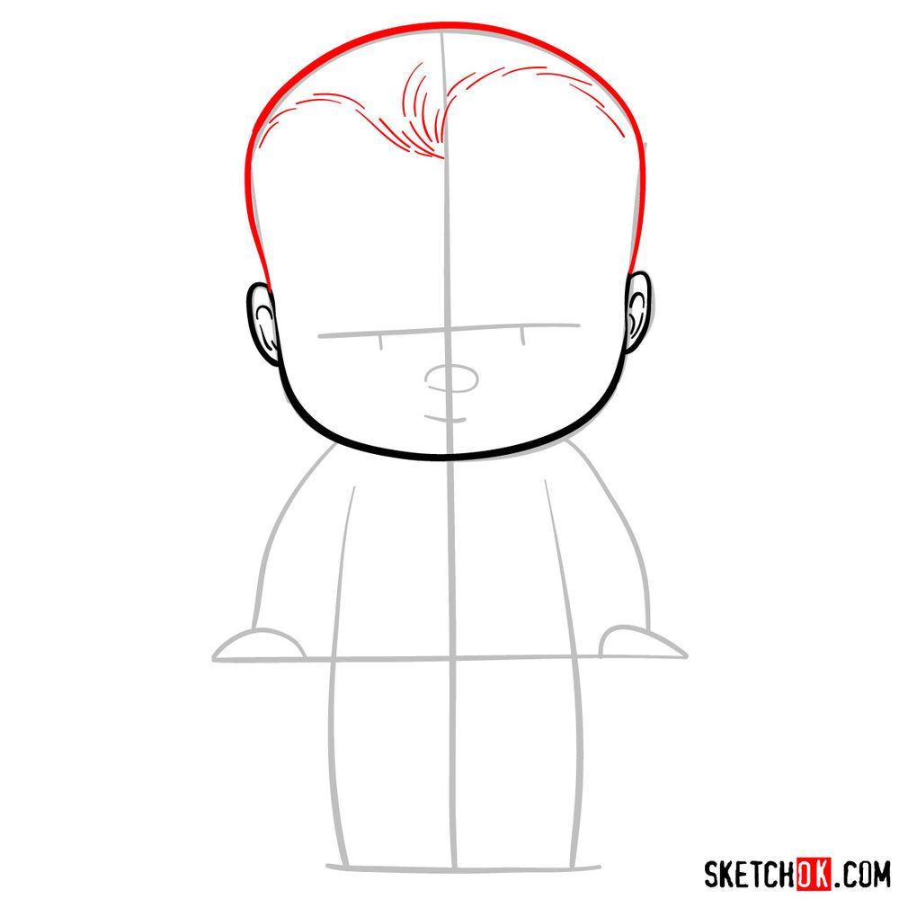 How to draw The Boss Baby - step 04